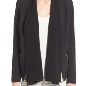 🛍️ Trouve Black Convertible Open Front Zipper Blazer Size L NWT