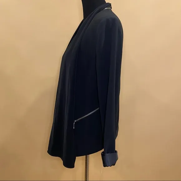 🛍️ Trouve Black Convertible Open Front Zipper Blazer Size L NWT