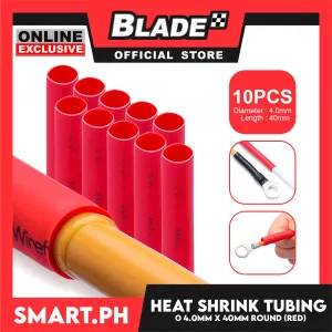 10pcs Heat Shrink Tube Wire Round 4.0x40mm (Red) Insulated Heat Shrink Tubing Cable Wrap