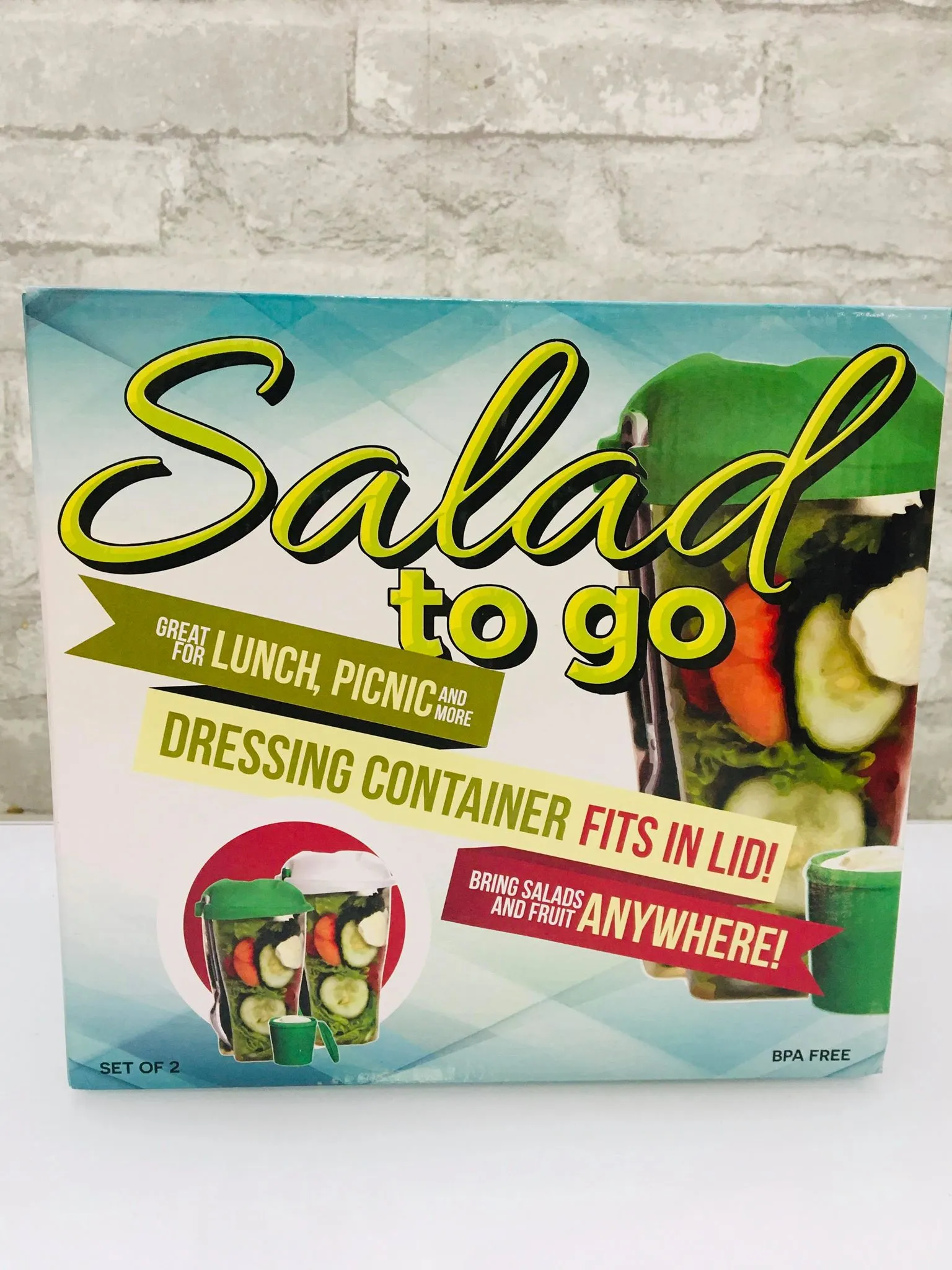 2 Pack Salad To Go Portable Containers with Reusable Forks & Dressing Holder! Retail $39.99