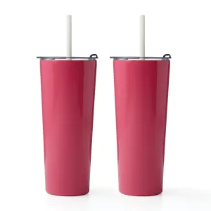 24 Oz Bright Pink Insulated Tumblers, Set Of 2
