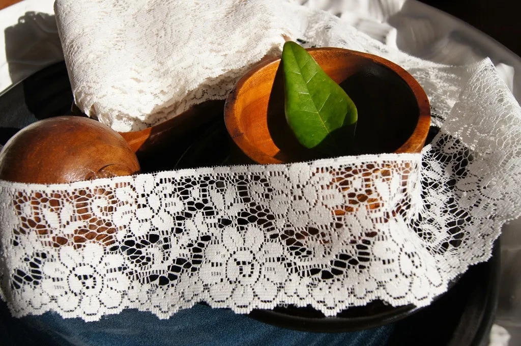 2¼" Soft Floral Lace Trim - Off-white