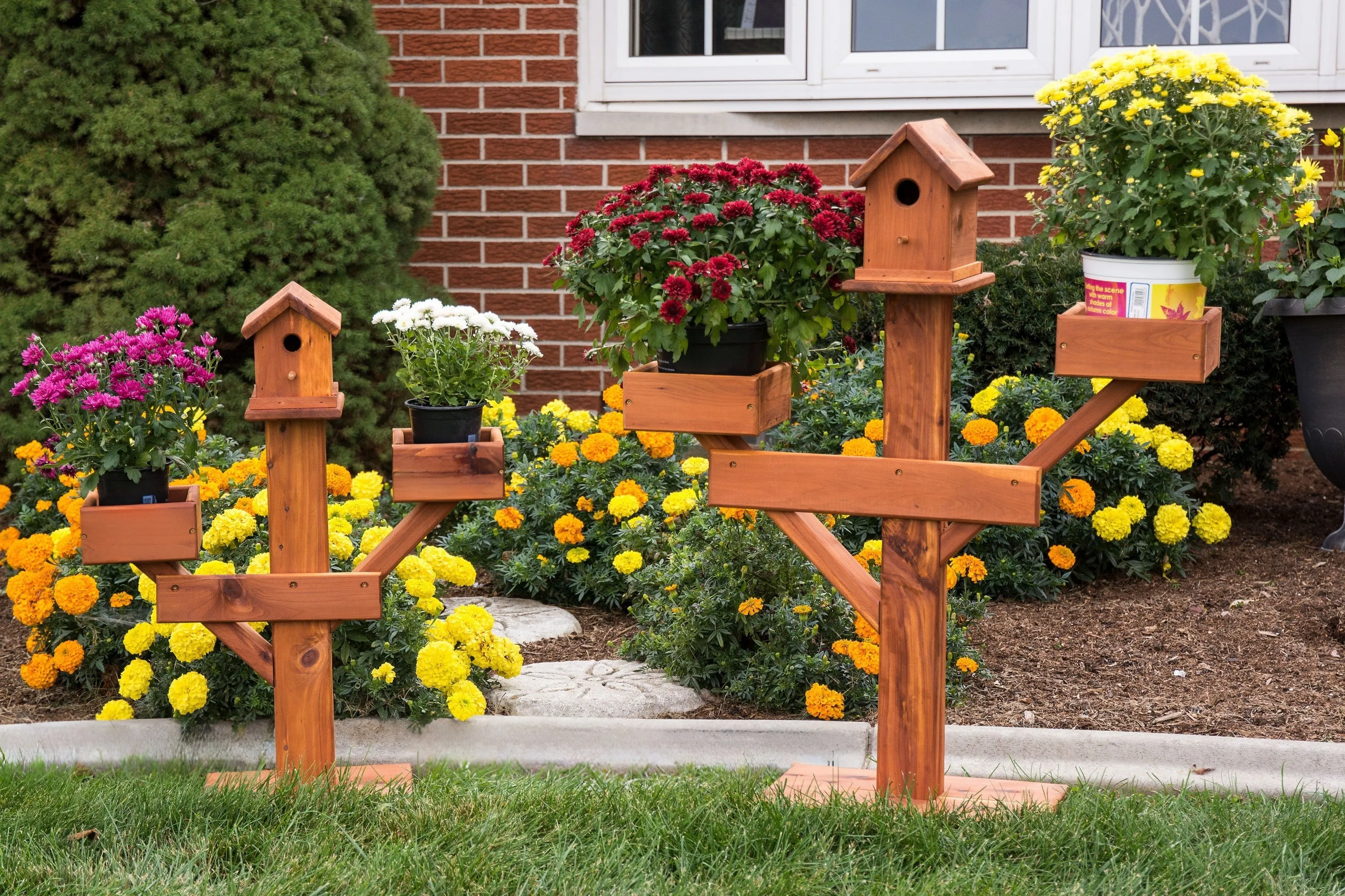 Amish Made Cedar Birdhouse Planters