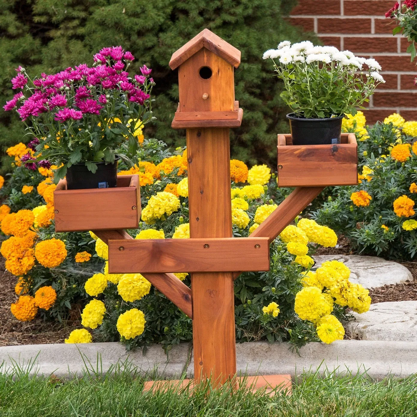 Amish Made Cedar Birdhouse Planters