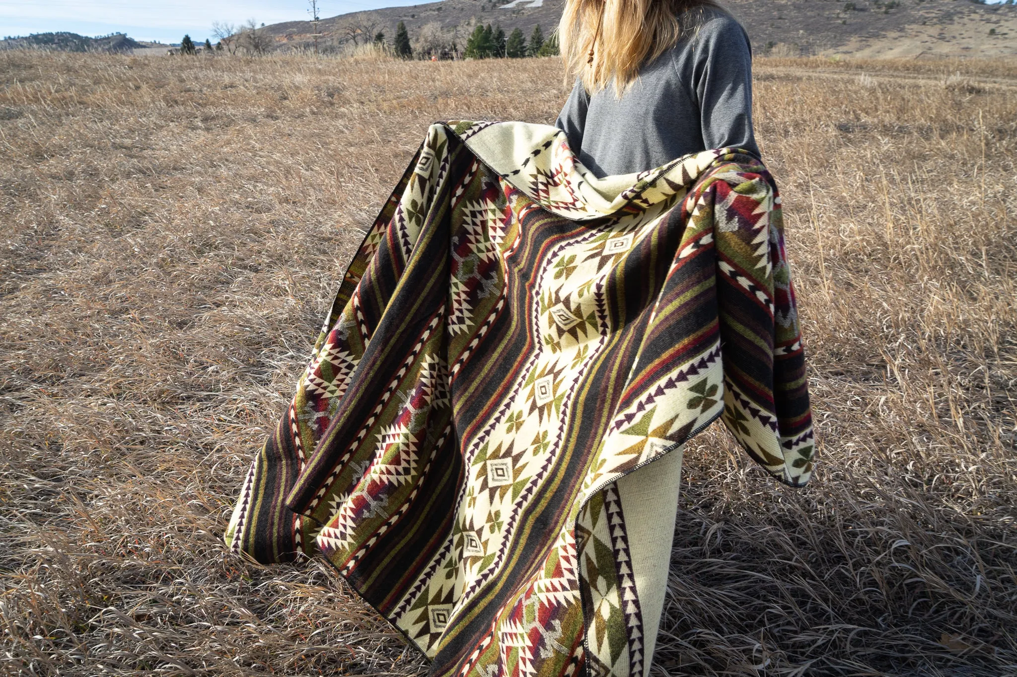 Andean Alpaca Wool Blanket - Cactus