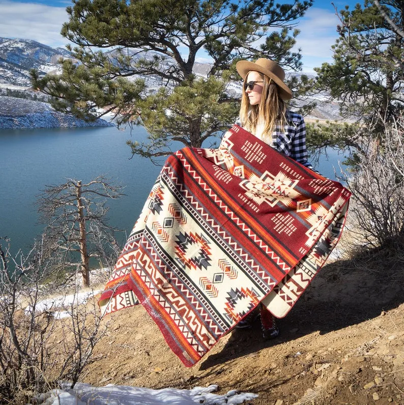Andean Alpaca Wool Blanket - Wildfire
