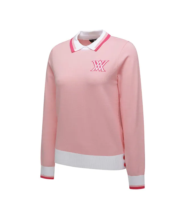 ANEW Golf: Women Logo Combination Pastel Sweater - Light Pink