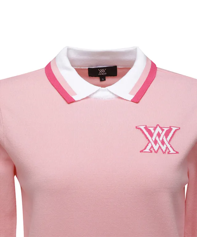 ANEW Golf: Women Logo Combination Pastel Sweater - Light Pink