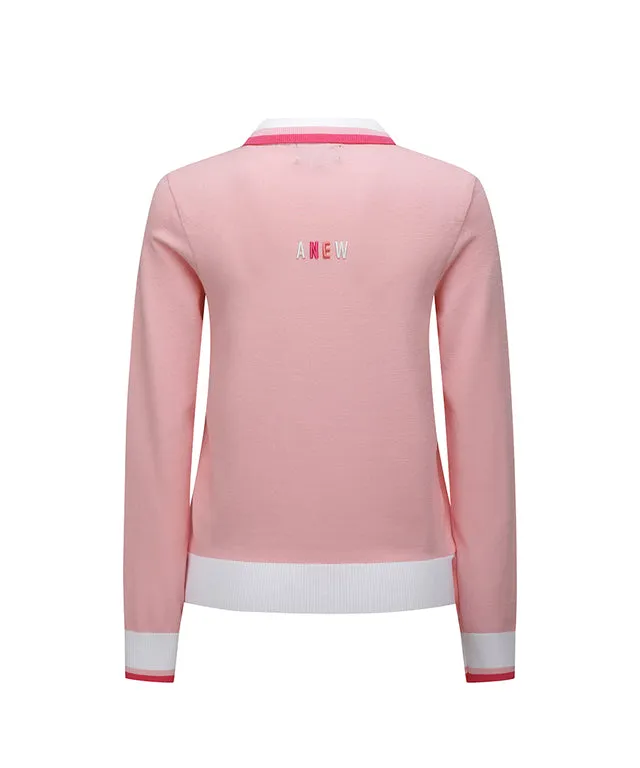 ANEW Golf: Women Logo Combination Pastel Sweater - Light Pink