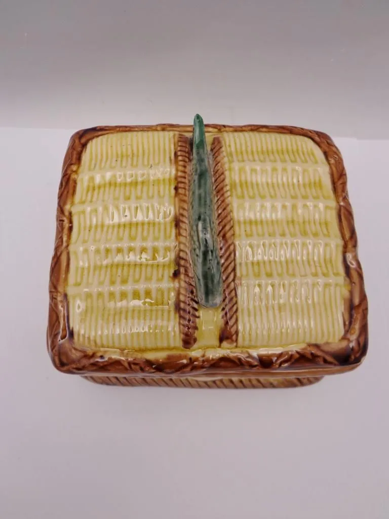 Antique English Pottery Fish Sardine Dish Box Basket