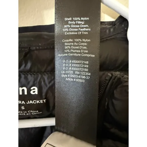 Aritzia TNA Puffer Jacket Bravura Long Hooded Black Packable Goose Down *Small