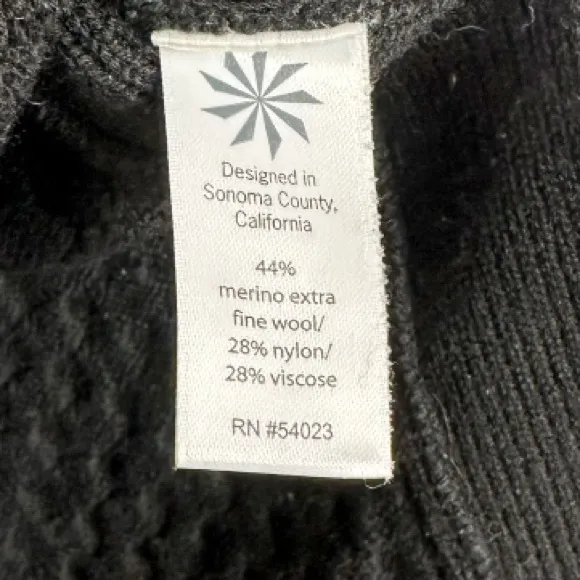 Athelta Womens Merino Wool Honeycomb Pullover Sweater Size XS Black Long Sleeve