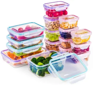 BAYCO [16 Pack] Food Storage Containers with Lids, Plastic Food Containers with Lids, Airtight Storage Container Sets for Healthy Diet, Vegetables, Snack & Fruit, BPA Free & Leakproof