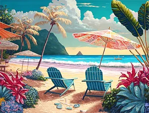 Beach Paint By Numbers Kits UK MJ8542