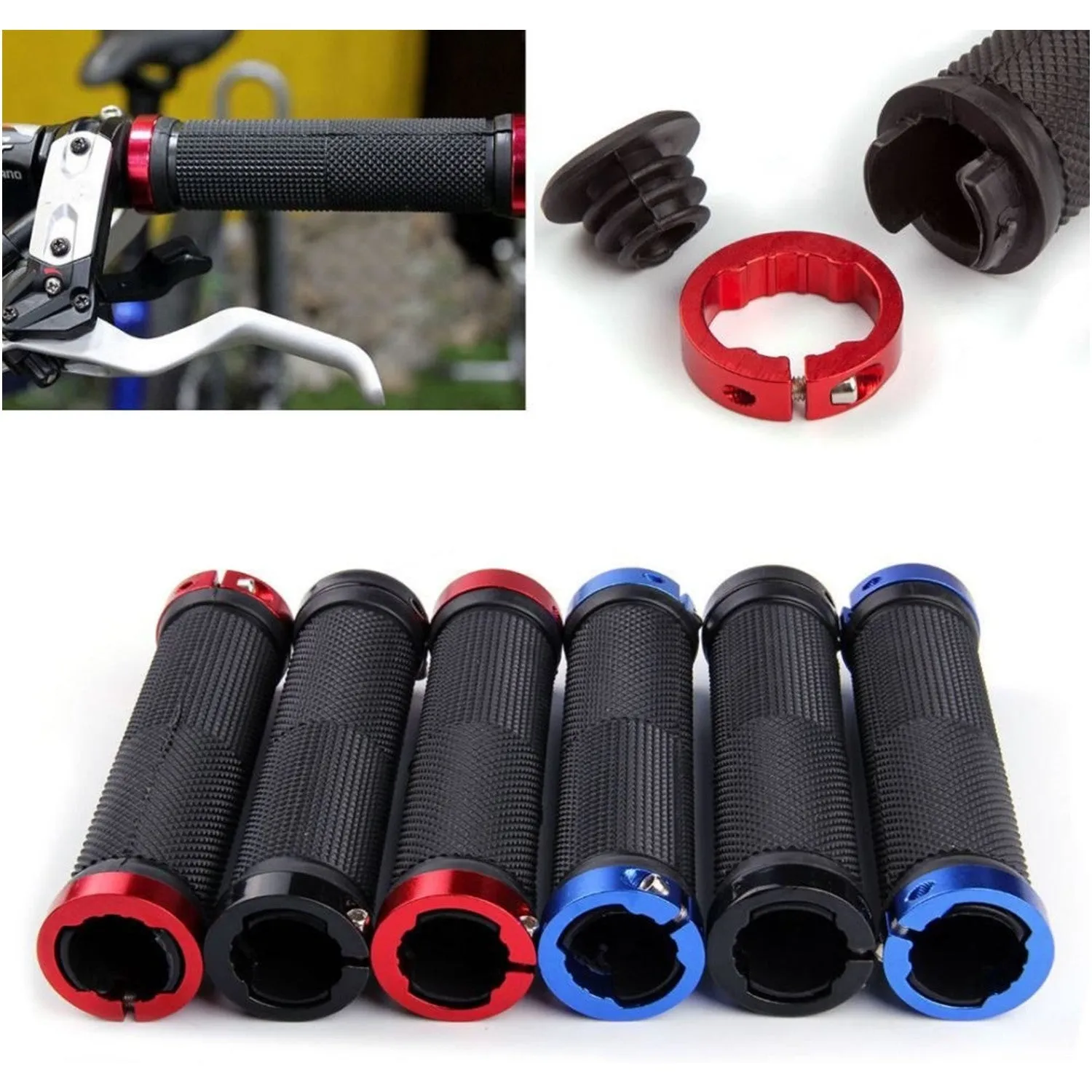 Bike Bicycle Handlebar Grips 1 pair - Double Lock-On, White