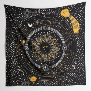 Black And White Sun Starry Tapestry Wall Hanging Planet Universe Moon Wall Tapestries For Living Room Bedroom Home Decor