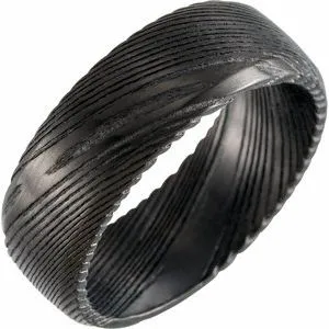 Black Damascus Steel 8 mm Patterned Band Size 9.5