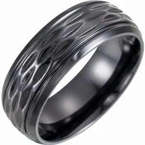 Black Titanium Patterned Band Size 8