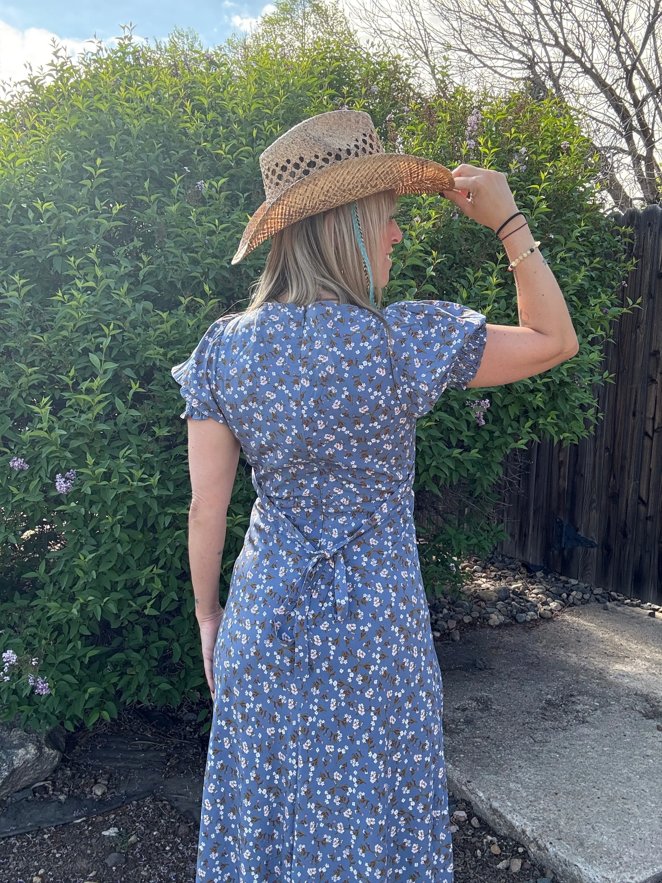 Boho Floral Print V-Neck Maxi Dress