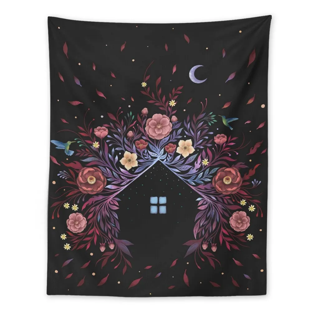 Botanical Wildflower Tapestry Wall Hanging Flower House Hippie Moon Tapestries Colorful Psychedelic INS Star Home Decor