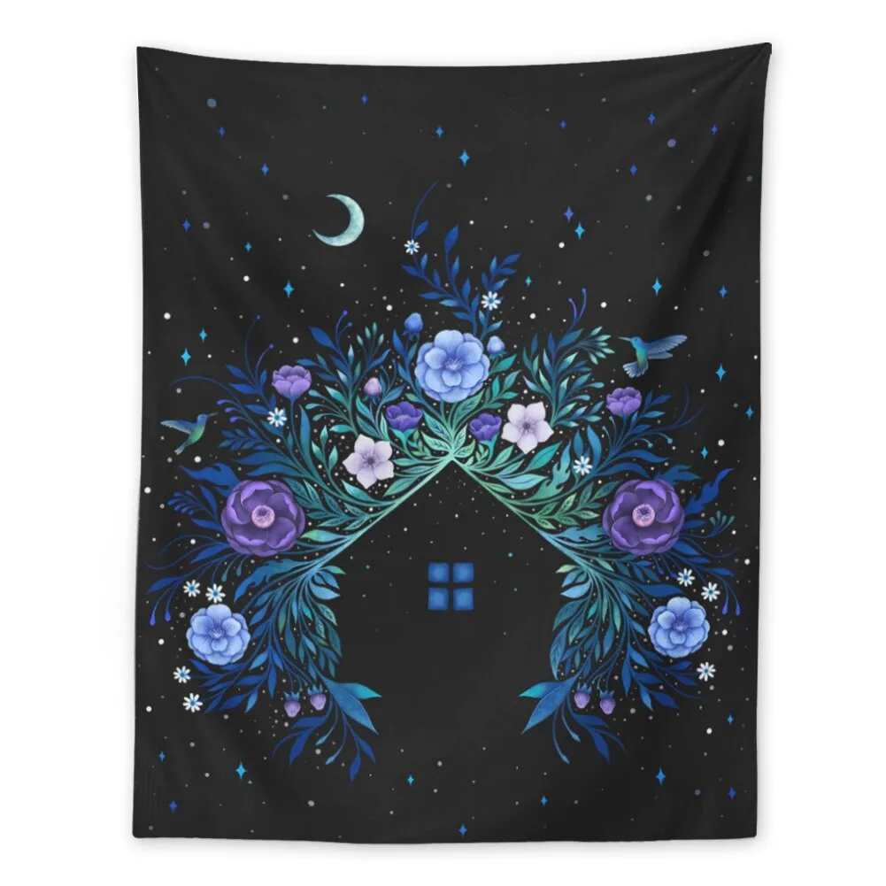 Botanical Wildflower Tapestry Wall Hanging Flower House Hippie Moon Tapestries Colorful Psychedelic INS Star Home Decor