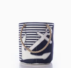 Breton Stripe White Anchor Beverage Bucket