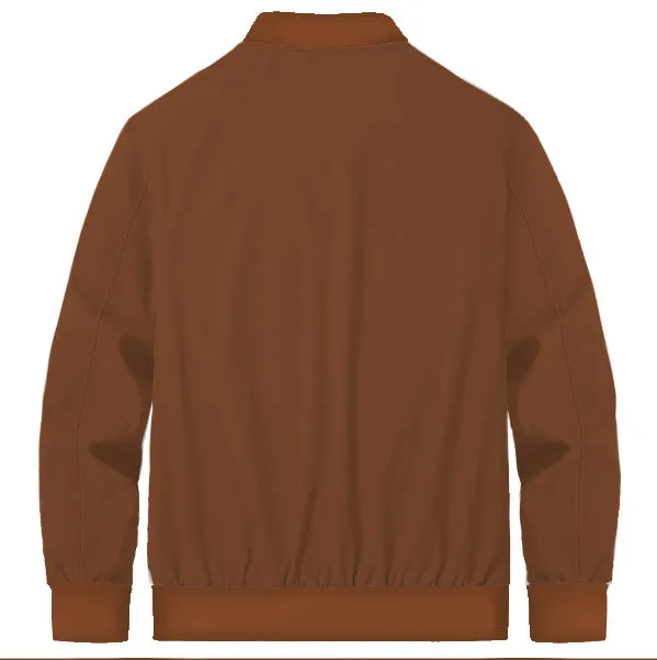 Brown Bomber Jacket Or Men Classic Lightweight Bomber Jacket For Men