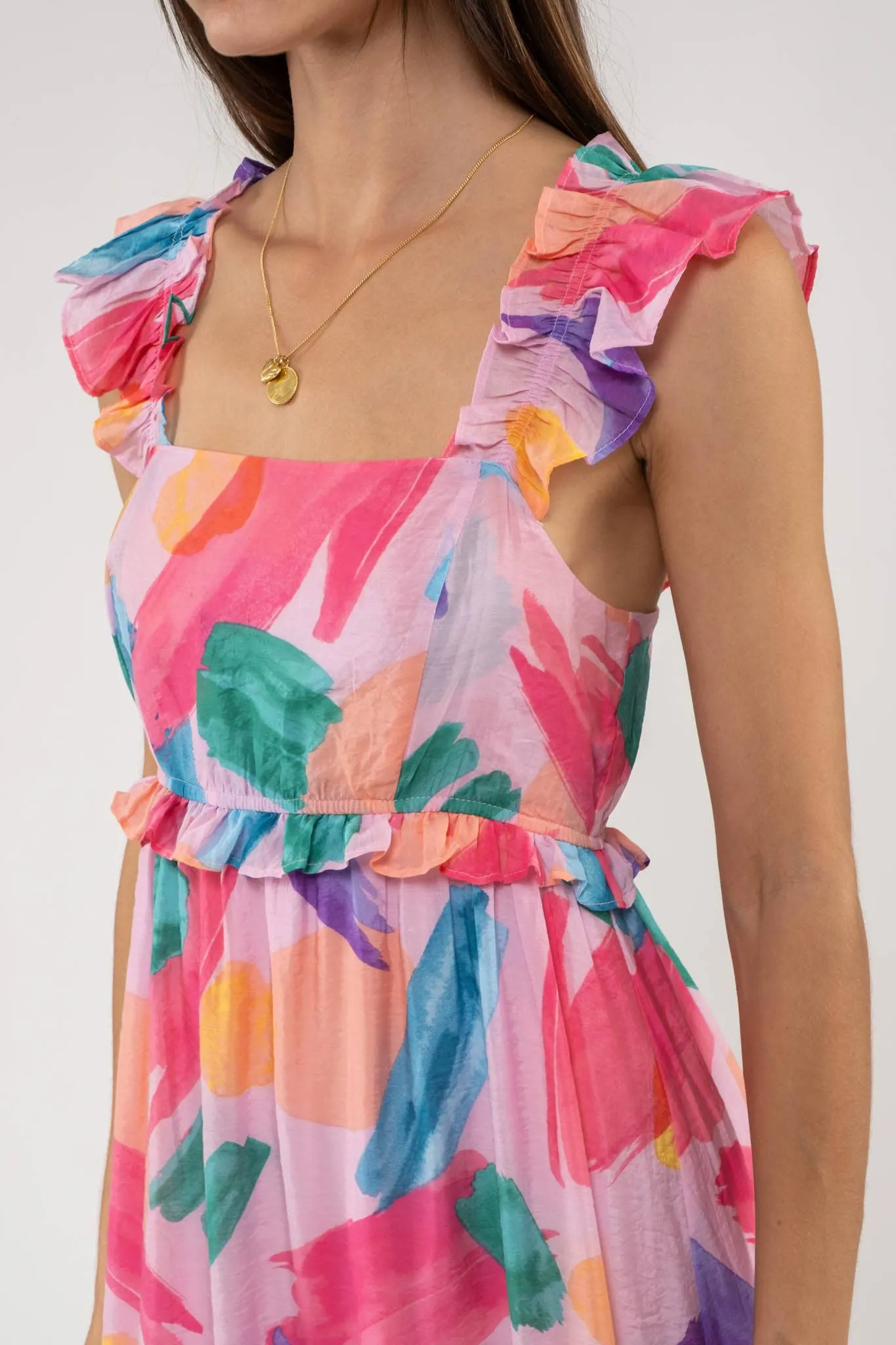 BRUSH STROKE MIDI DRESS