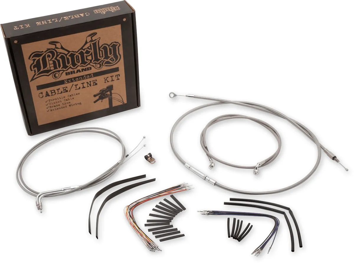 Burly Brand B30-1192 Extended Cable/Brake Line Kit for 12in. Ape Handlebars - Black