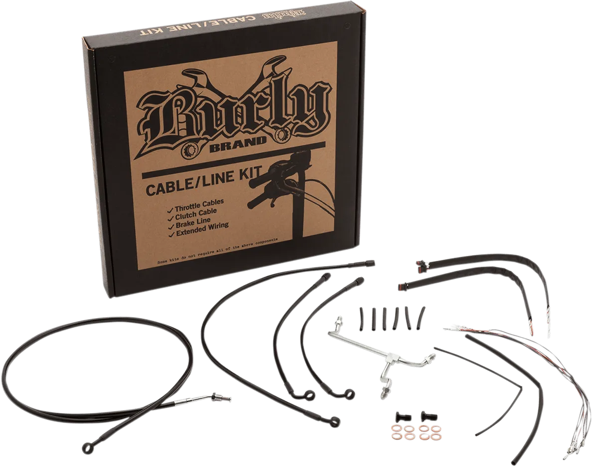 Burly Brand B30-1192 Extended Cable/Brake Line Kit for 12in. Ape Handlebars - Black