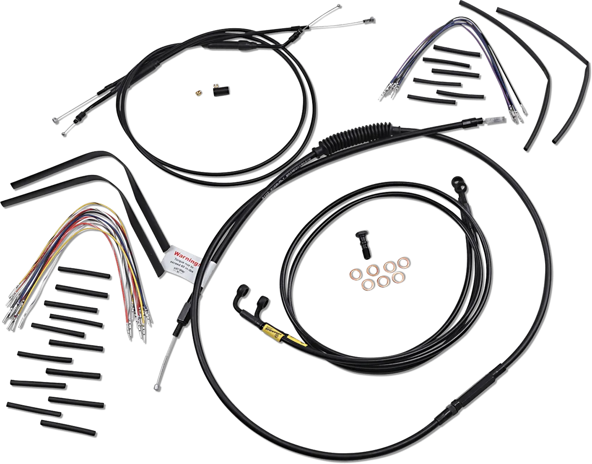 Burly Brand B30-1192 Extended Cable/Brake Line Kit for 12in. Ape Handlebars - Black