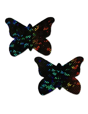 BUTTERFLY NIPPLE PASTIES - BLACK HOLO