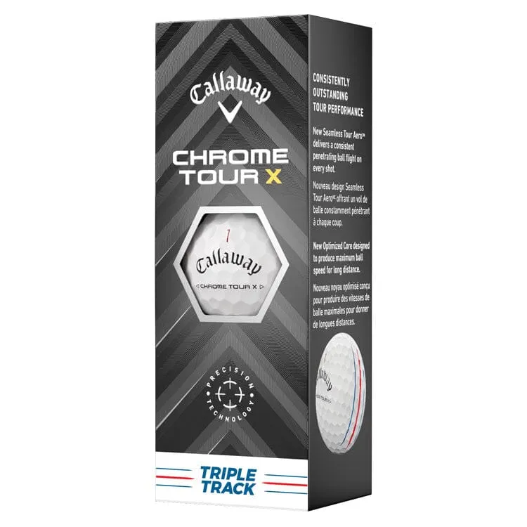 Callaway Chrome Tour X Pelotas de golf de triple pista, paquete de 12