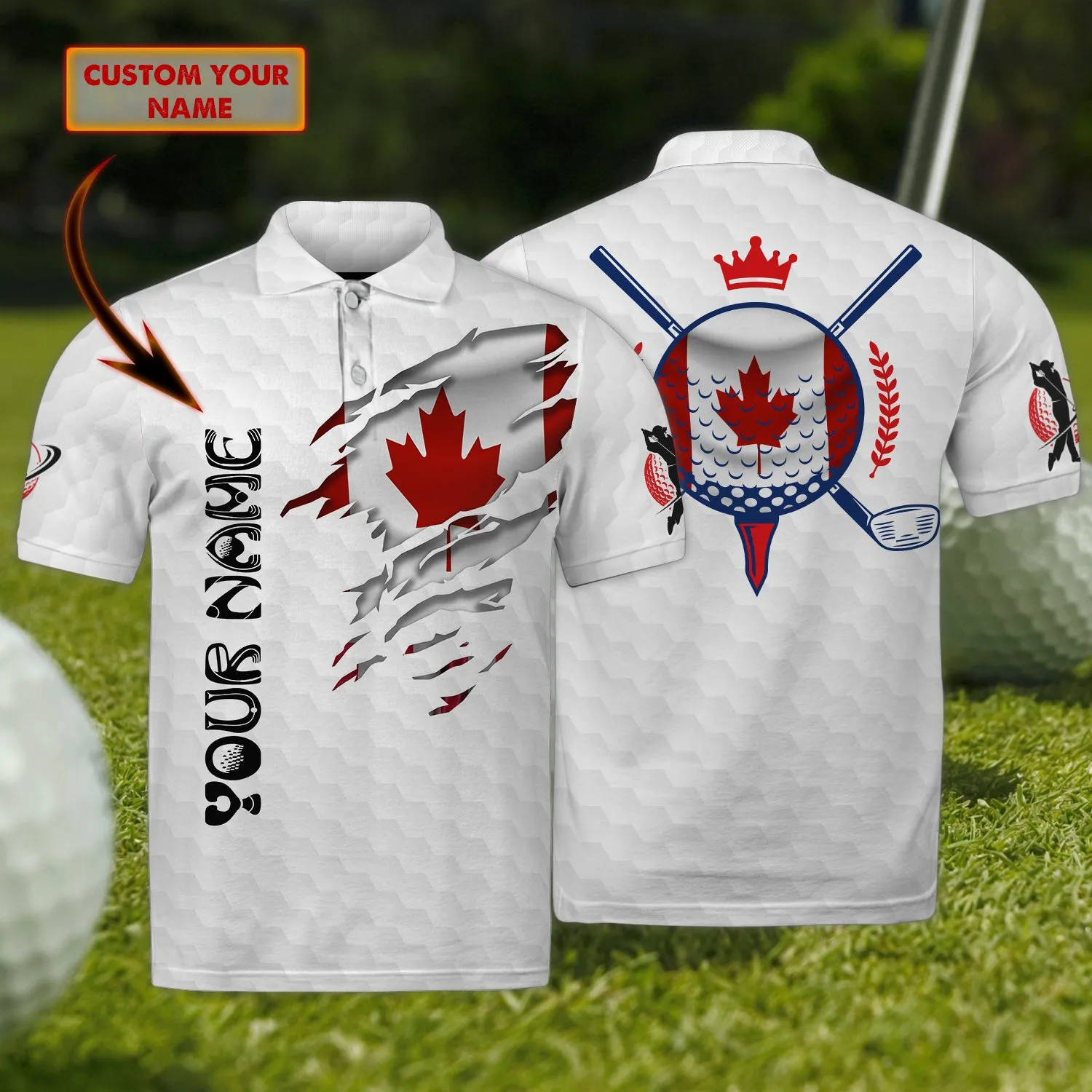 Canada Golfer - Personalized Name - 3D Polo Shirt