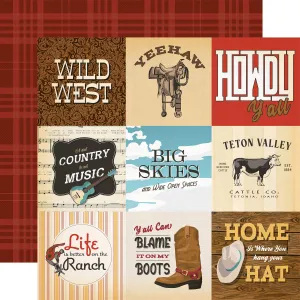 Carta Bella - Cowboys - 12x12 Single Sheet / 4x4 Journaling Cards