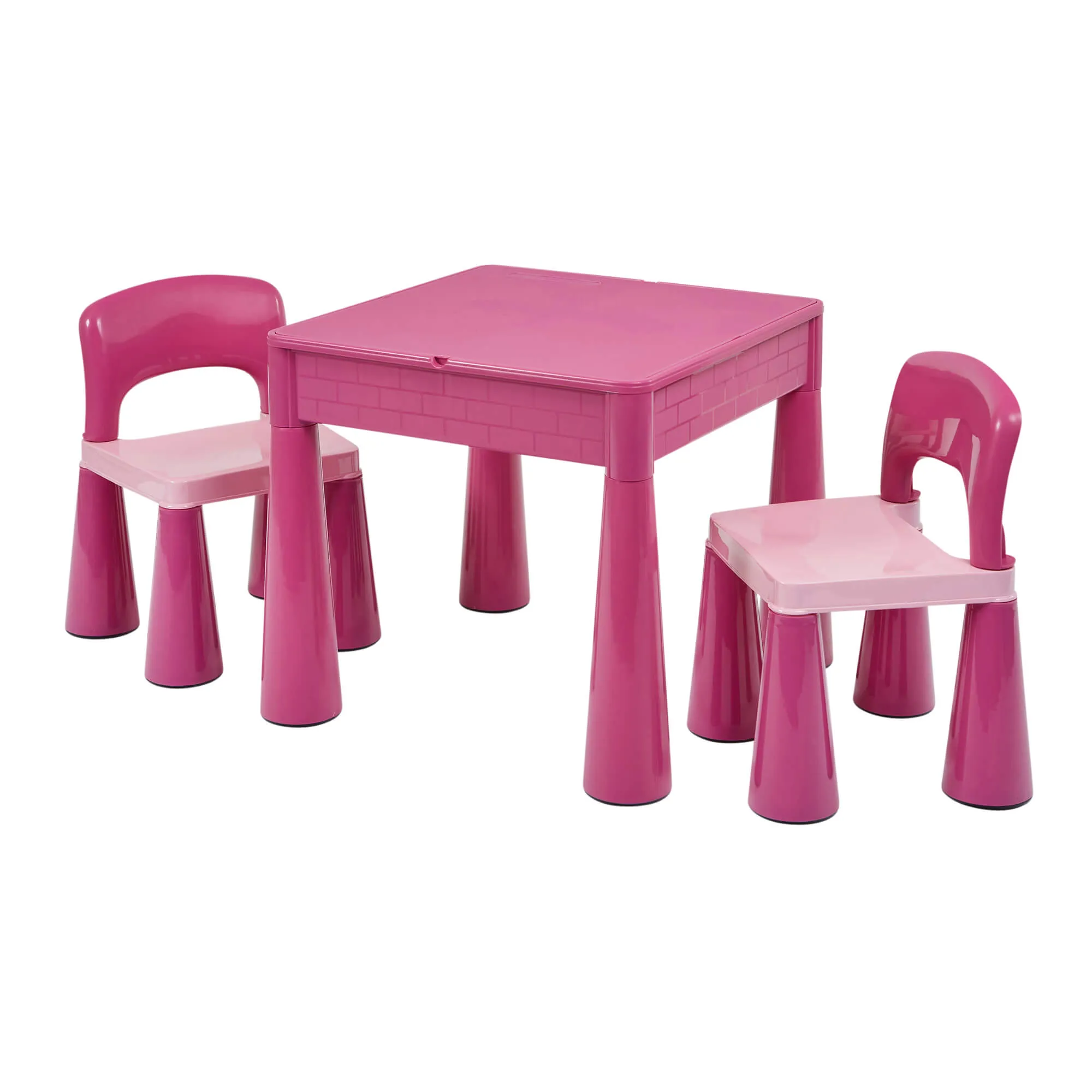 Children's Indoor | Outdoor Multipurpose Plastic Table & 2 Chairs Set | Lego Board | Sand & Water Pit | Pink
