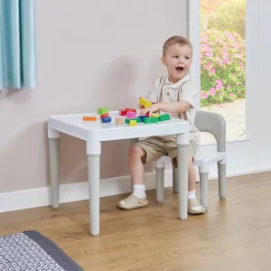 Children's White & Grey Indoor | Outdoor Plastic Table & Chair Set | 2 years 