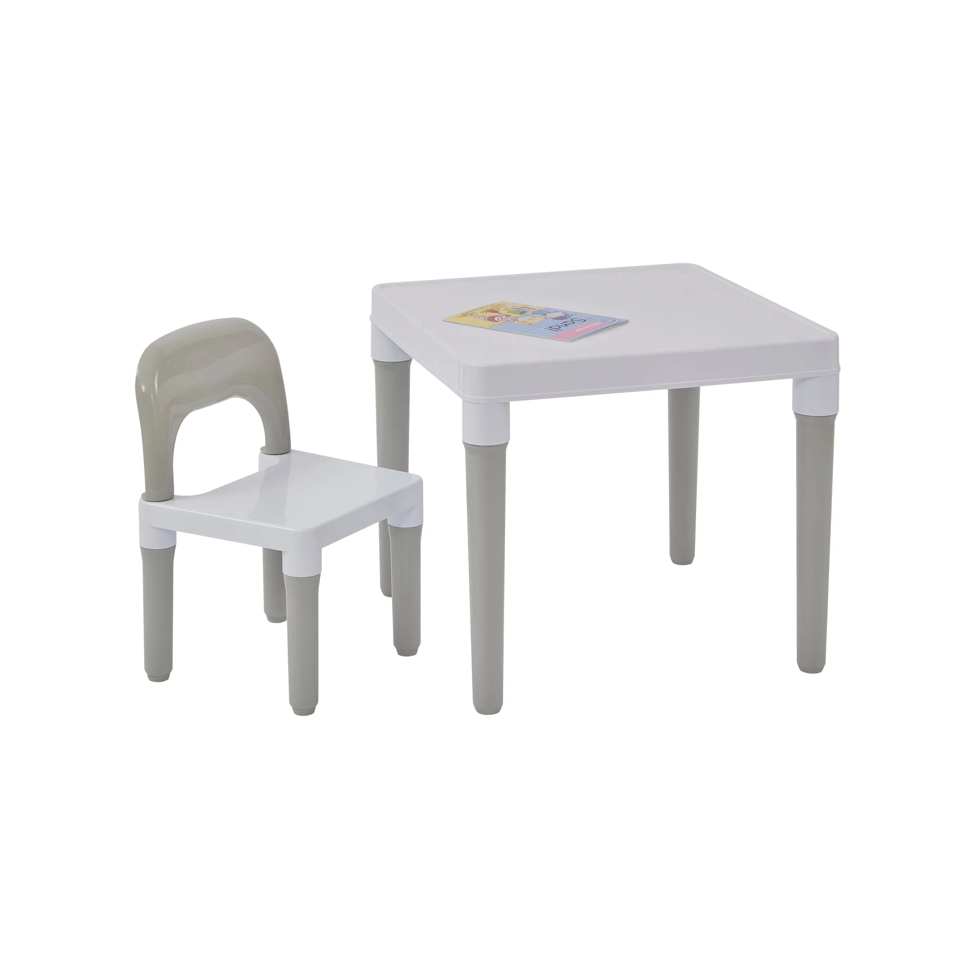 Children's White & Grey Indoor | Outdoor Plastic Table & Chair Set | 2 years 