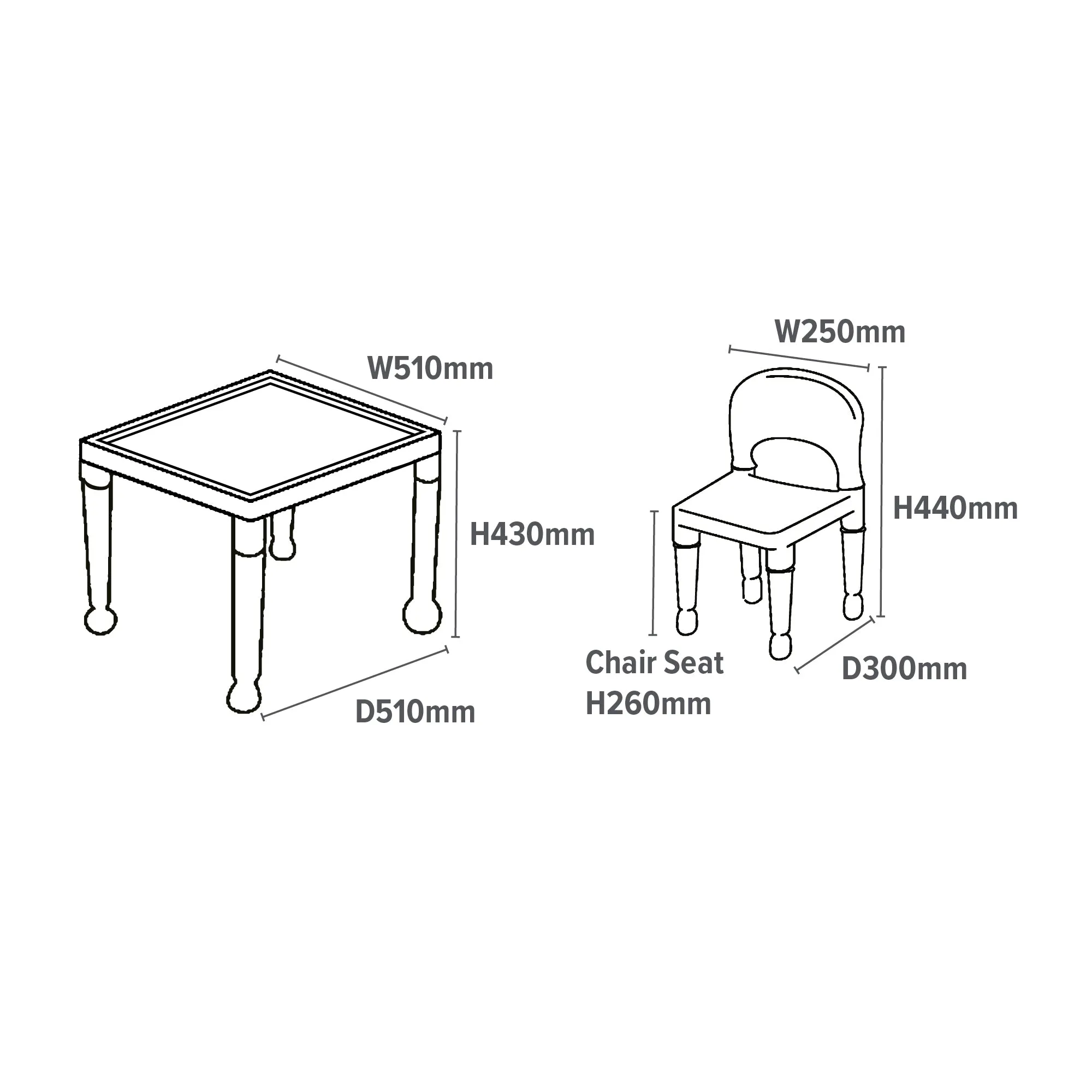 Children's White & Grey Indoor | Outdoor Plastic Table & Chair Set | 2 years 