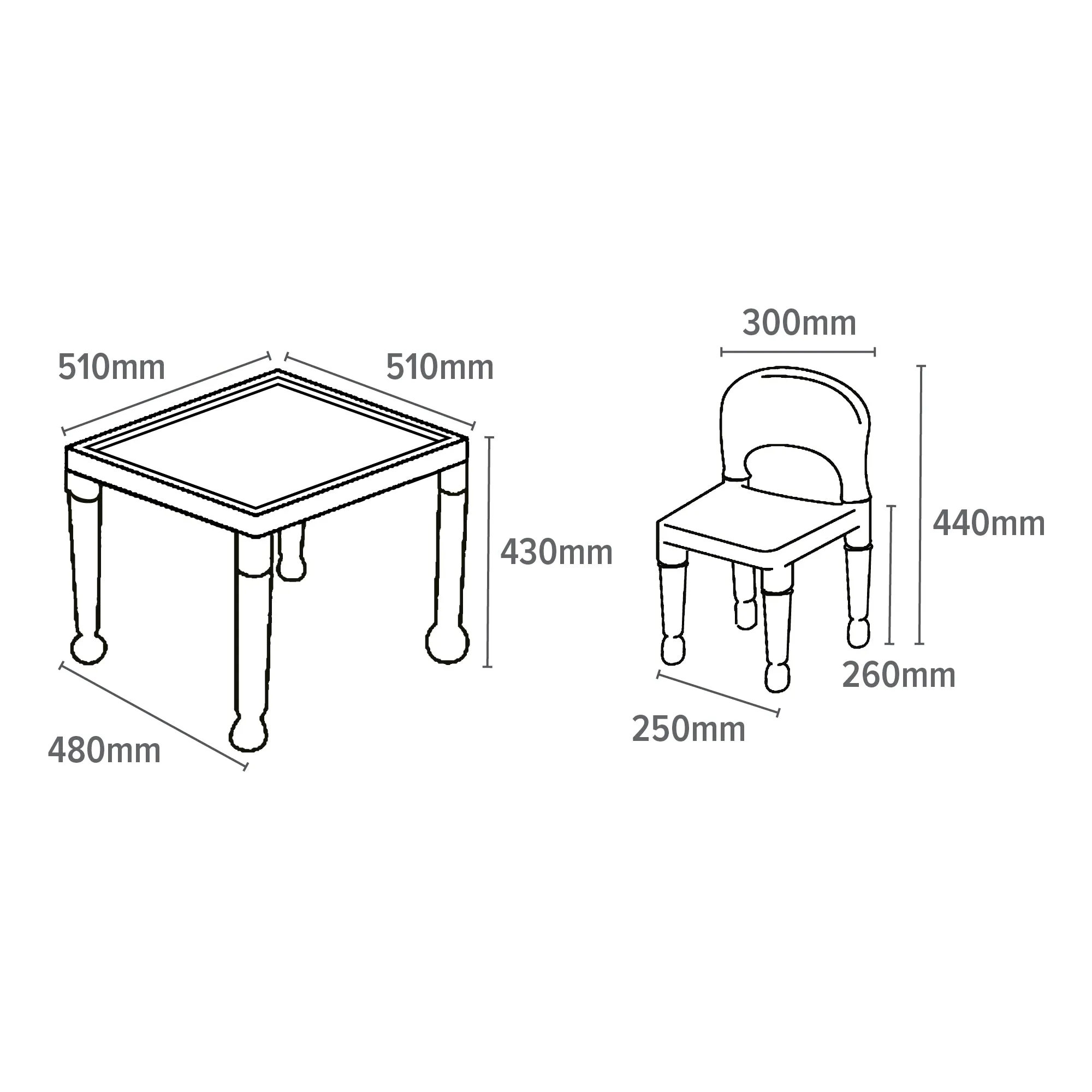 Children's White Indoor | Outdoor Plastic Table & 2 Chairs Set | 2 years 