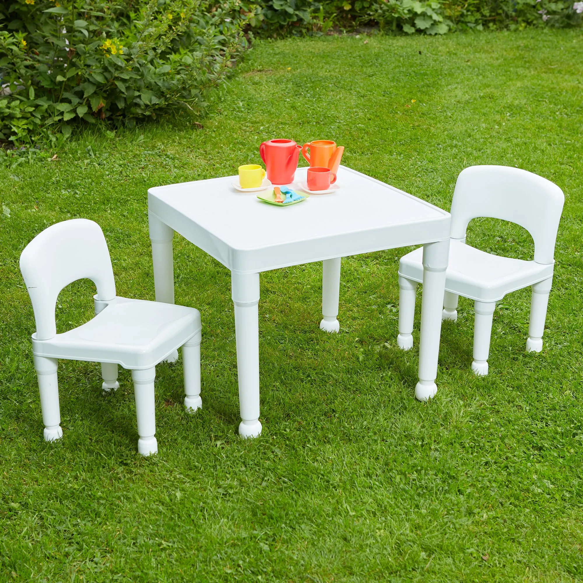 Children's White Indoor | Outdoor Plastic Table & 2 Chairs Set | 2 years 