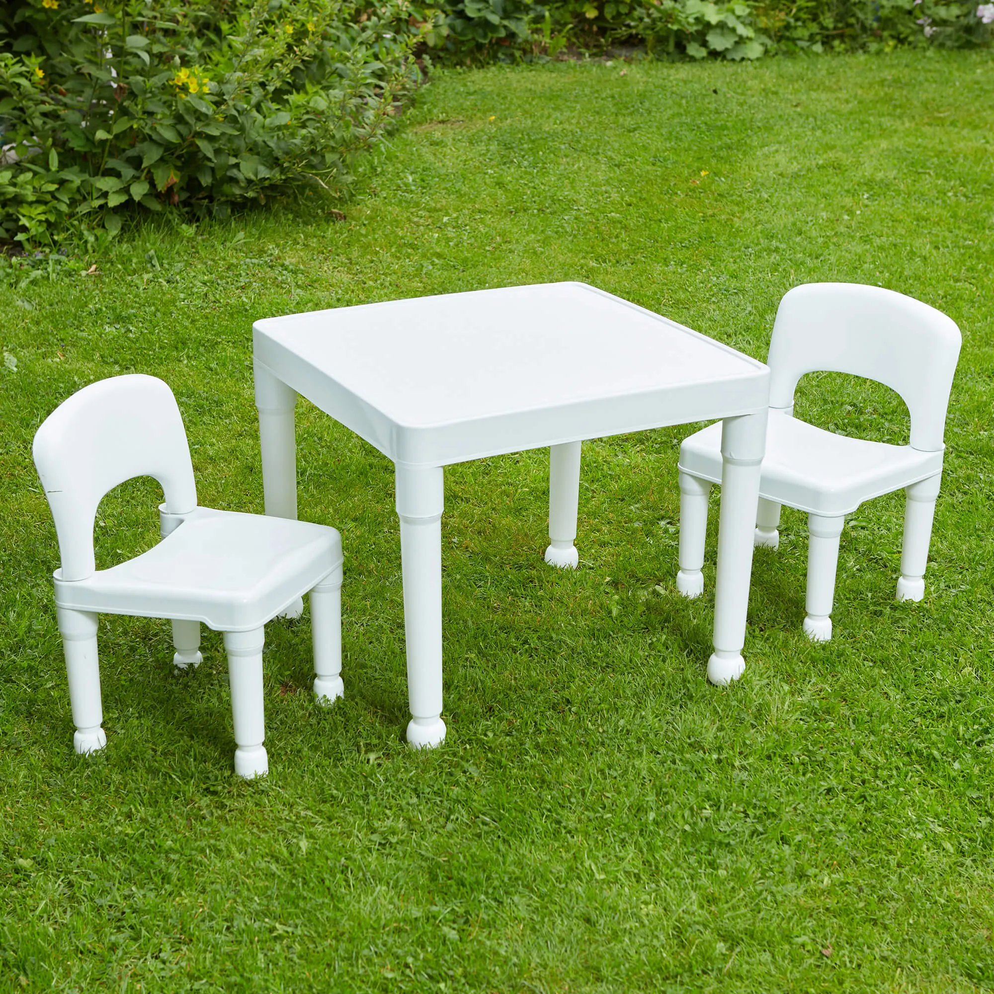 Children's White Indoor | Outdoor Plastic Table & 2 Chairs Set | 2 years 