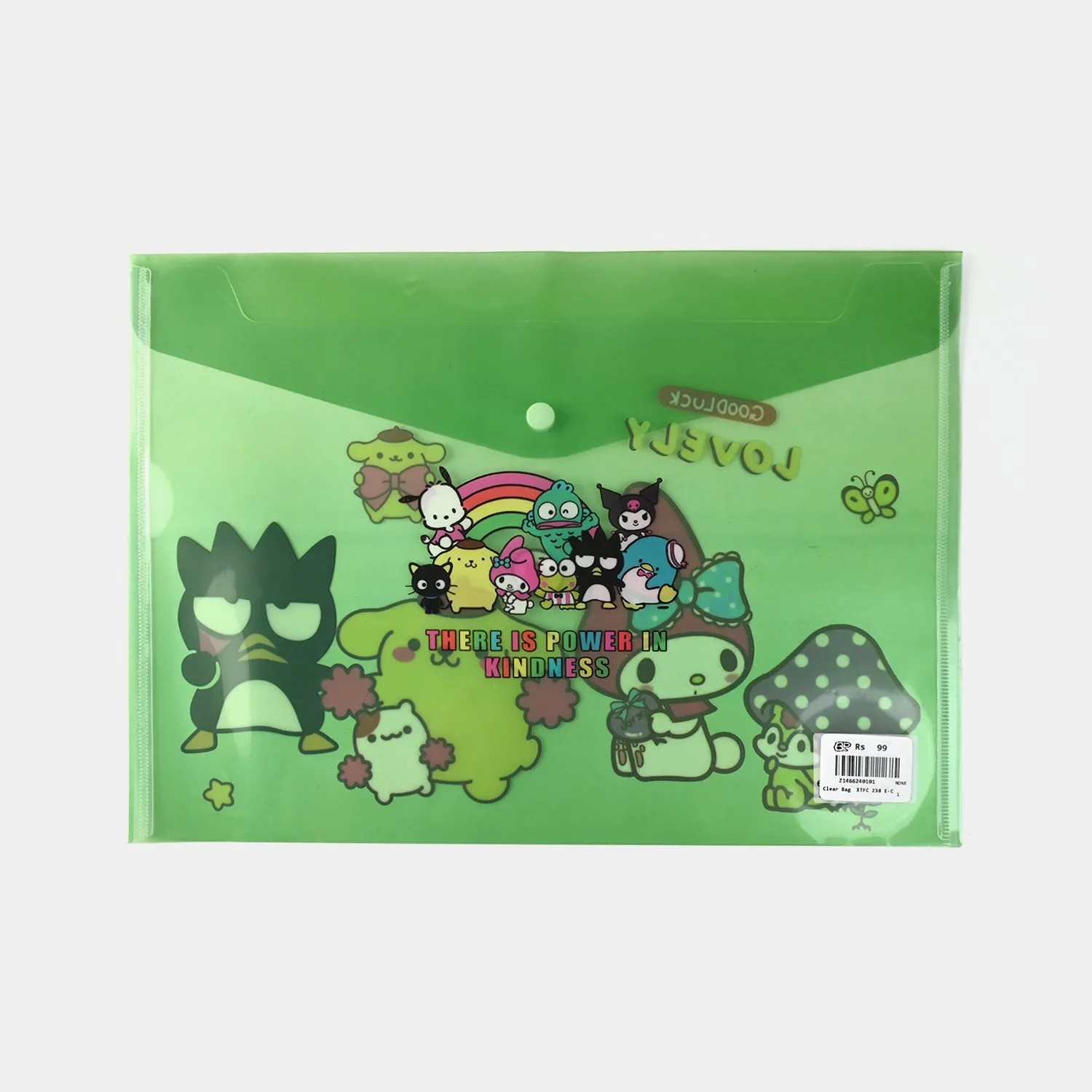 Clear Bag Button File Plastic Folder
