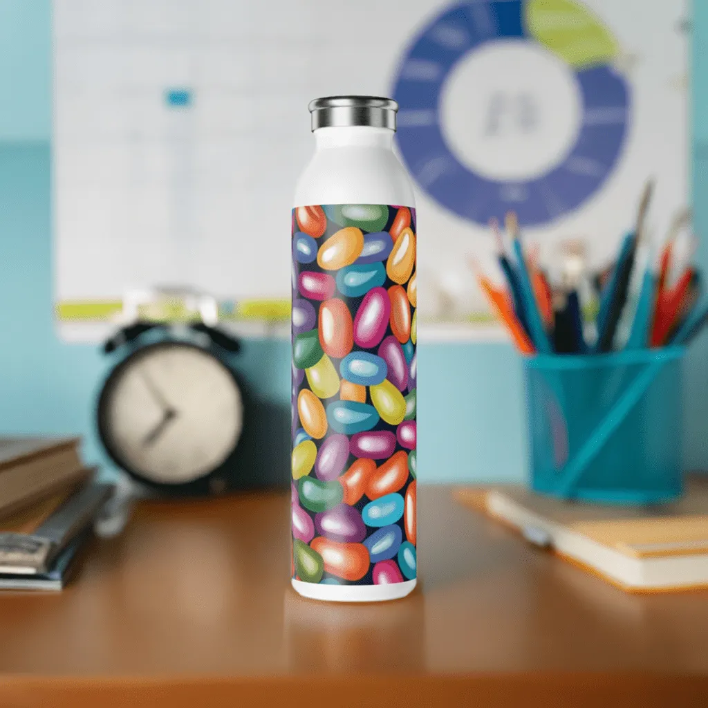 Colorful Jelly Bean Slim Water Bottle 20oz.