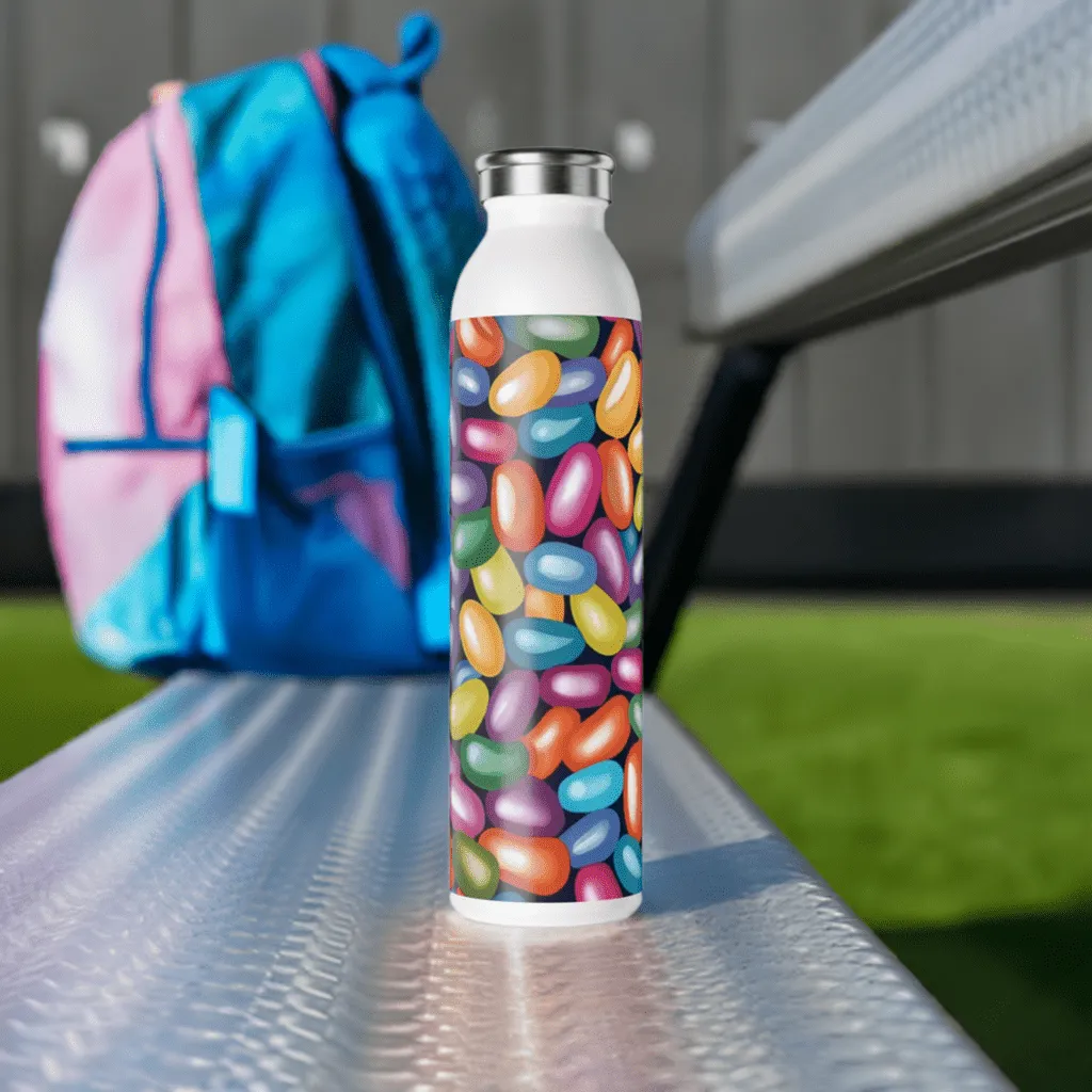 Colorful Jelly Bean Slim Water Bottle 20oz.