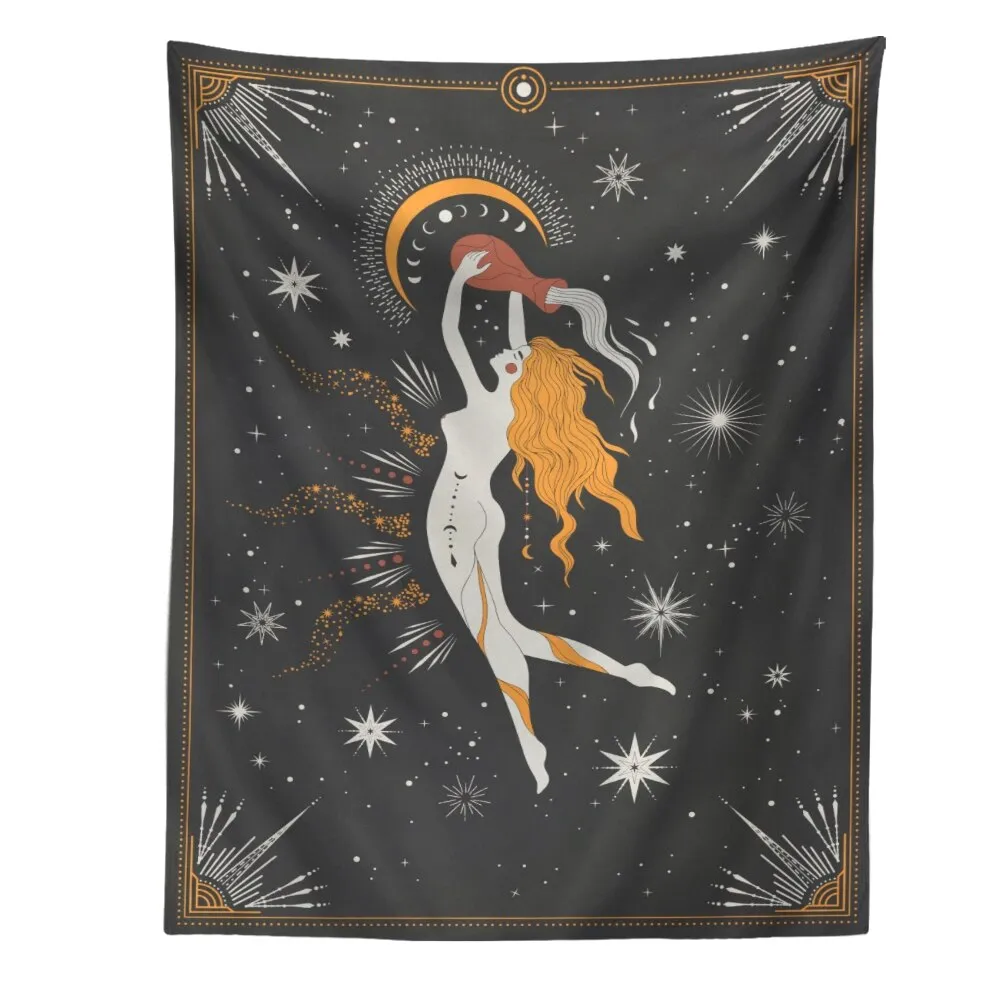 Constellation Tarot Tapestry Boho Tapestry Tarot Card Tapestry Wall Hanging Trippy Divination Beach Mat Sun Moon Wall Decor