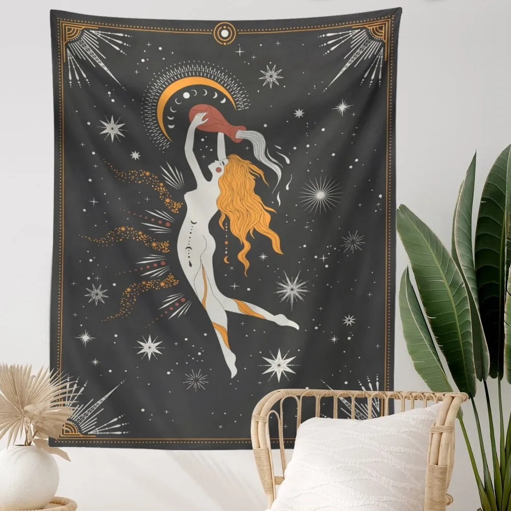 Constellation Tarot Tapestry Boho Tapestry Tarot Card Tapestry Wall Hanging Trippy Divination Beach Mat Sun Moon Wall Decor