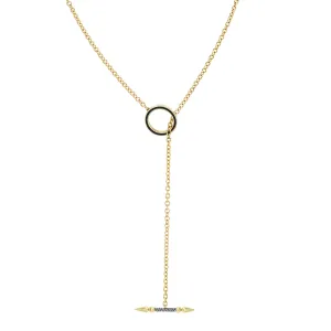 Convertible Pave Spear Lariat with Round Enamel Toggle Closure