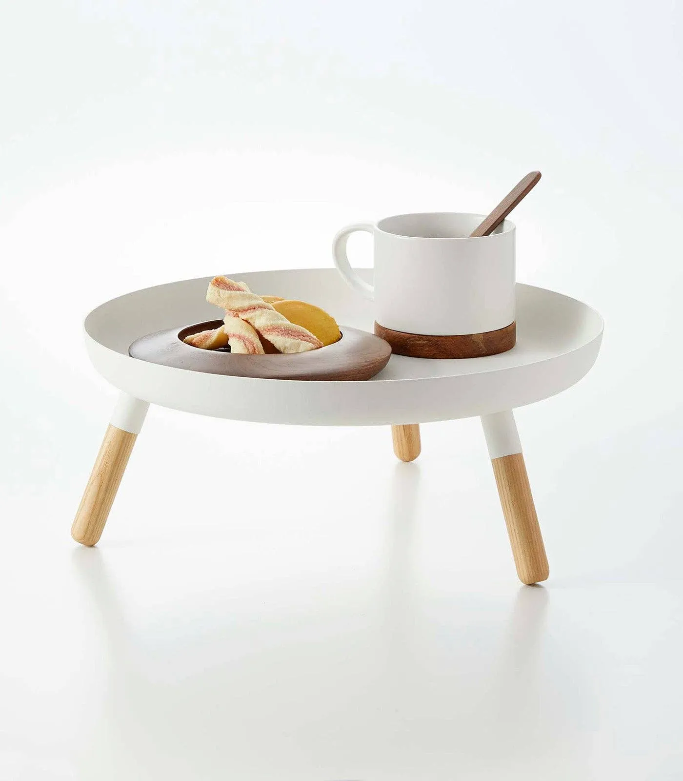 Countertop Pedestal Tray - Steel   Wood: Black