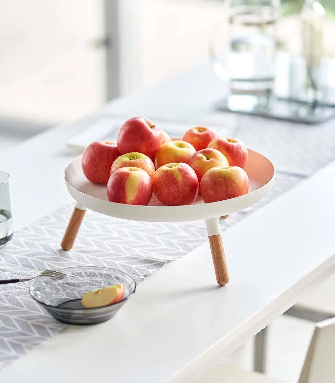 Countertop Pedestal Tray - Steel   Wood: Black
